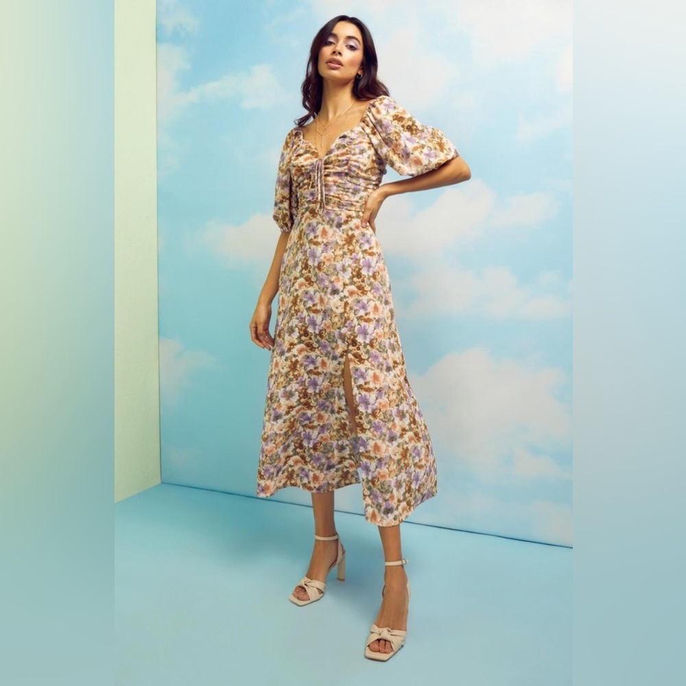 Lilac Floral Midi Dress | QUIZ Womens Summer SIZE 14